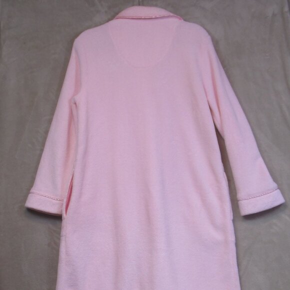Jasmine Rose Size M Pink Plush Snap Bathrobe Fluffy Cozy Embroidered - Picture 5 of 8